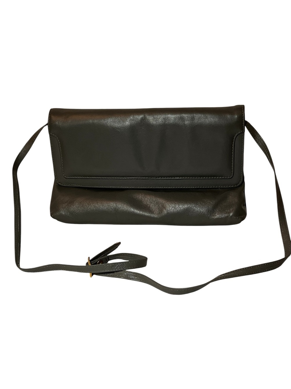 Vintage Grey Leather Clutch or Shoulder or Crossbody Bag